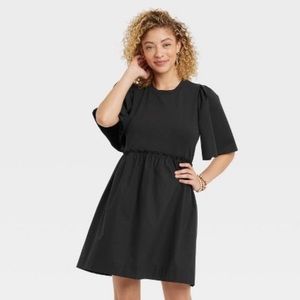 Flutter Short Sleeve Knit Woven Dress